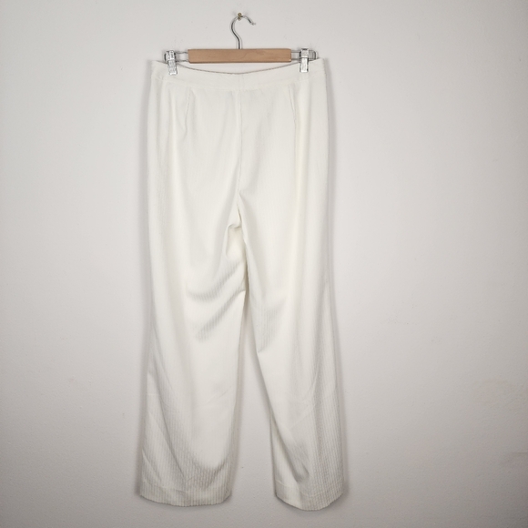 St John Collection Pinstripe White Wide Leg Dress Pants Women's Size 10 - Picture 2 of 11